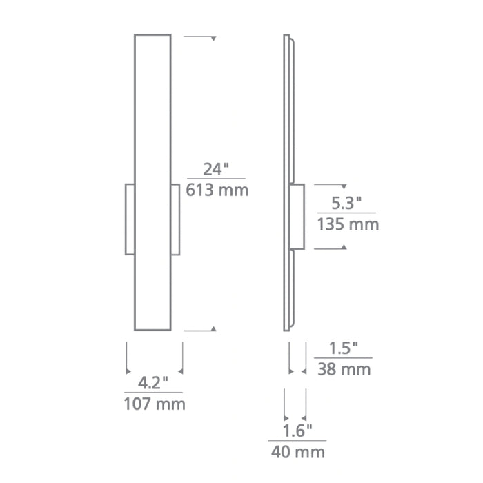 Tech 700OWBLD Blade 24 24" Tall LED Outdoor Wall Light, Selectable CCT