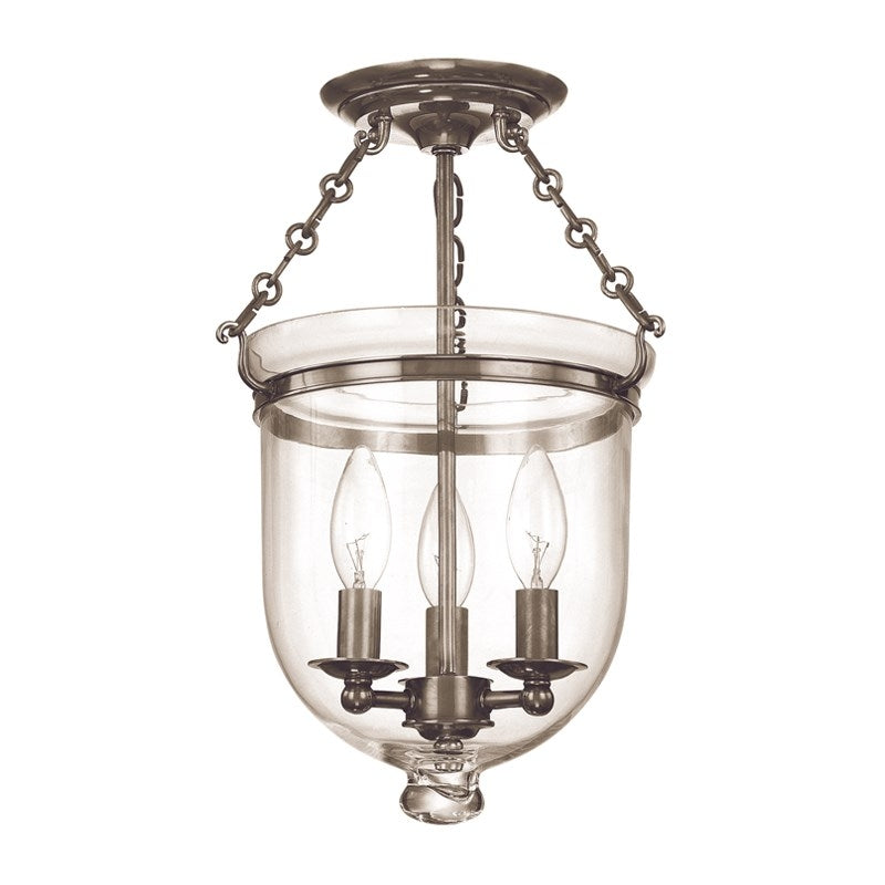 Hudson Valley 251 Hampton 3-lt Semi Flush, Plain Glass