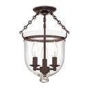Hudson Valley 251 Hampton 3-lt Semi Flush, Plain Glass