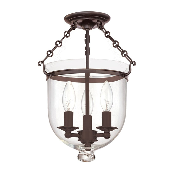 Hudson Valley 251 Hampton 3-lt Semi Flush, Plain Glass