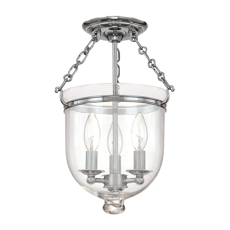 Hudson Valley 251 Hampton 3-lt Semi Flush, Plain Glass