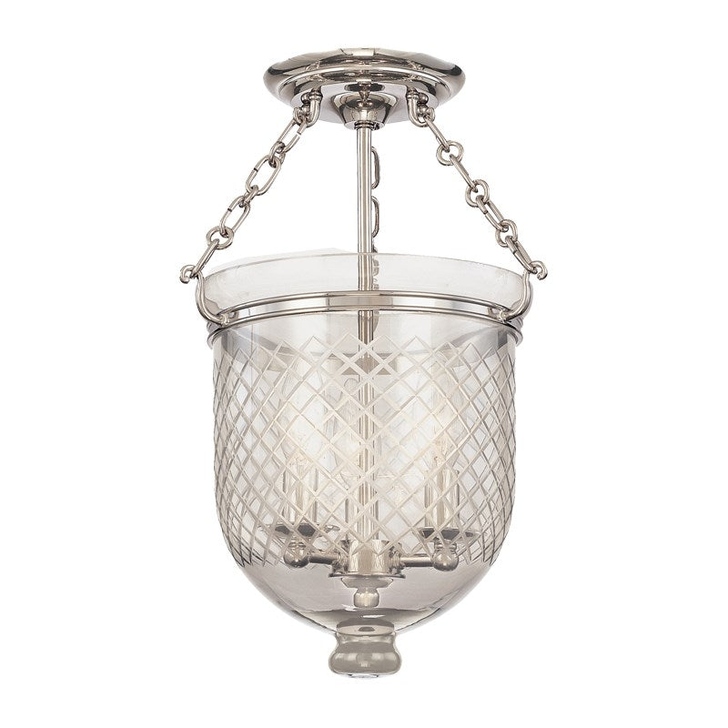 Hudson Valley 251 Hampton 3-lt Semi Flush, Diamond Cut Glass
