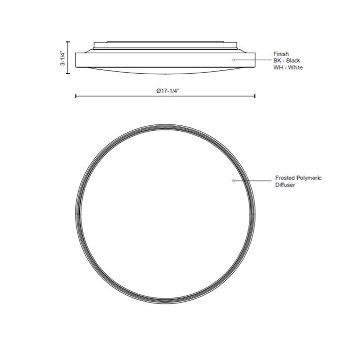 Kuzco FM43518 Brook 17" LED Flush Mount
