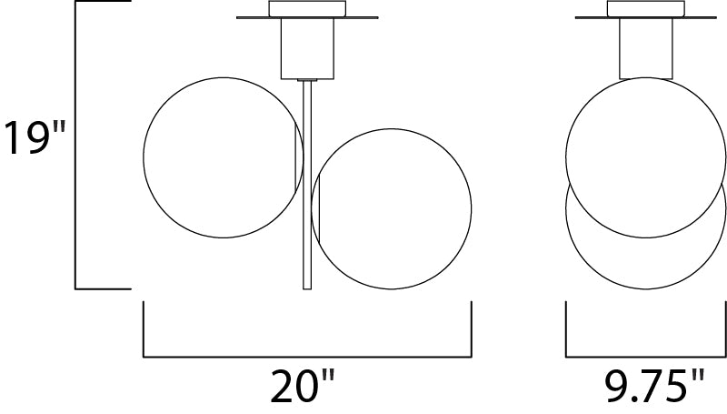 Maxim 26032 Vesper 2-lt  20" Semi-Flush