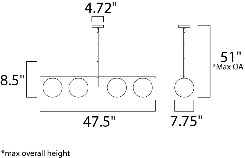 Maxim 26036 Vesper 4-lt 47.5" Pendant