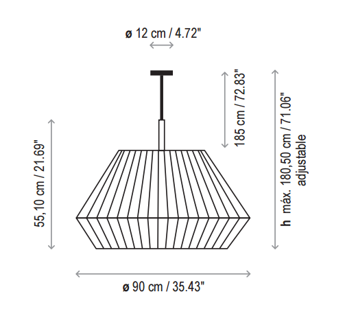 Bover Mei 90 3-lt 35" Pendant