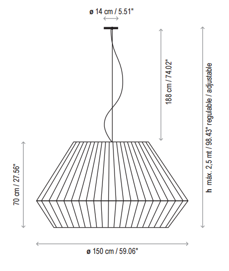 Bover Mei 150 6-lt 59" Pendant