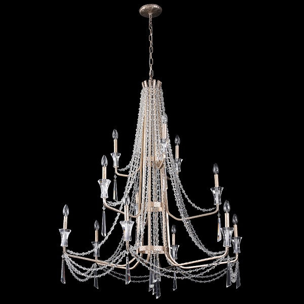 Varaluz 270C12 Barcelona 12-lt 44" Crystal 3-Tier Chandelier