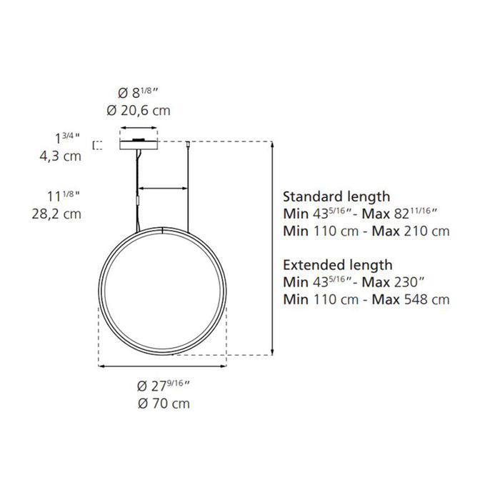 Artemide Discovery 28" LED Vertical Suspension Light