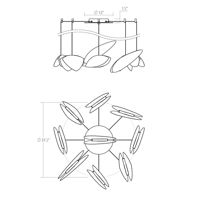 Sonneman 2905 Papillons 9-lt 31" LED Pendant