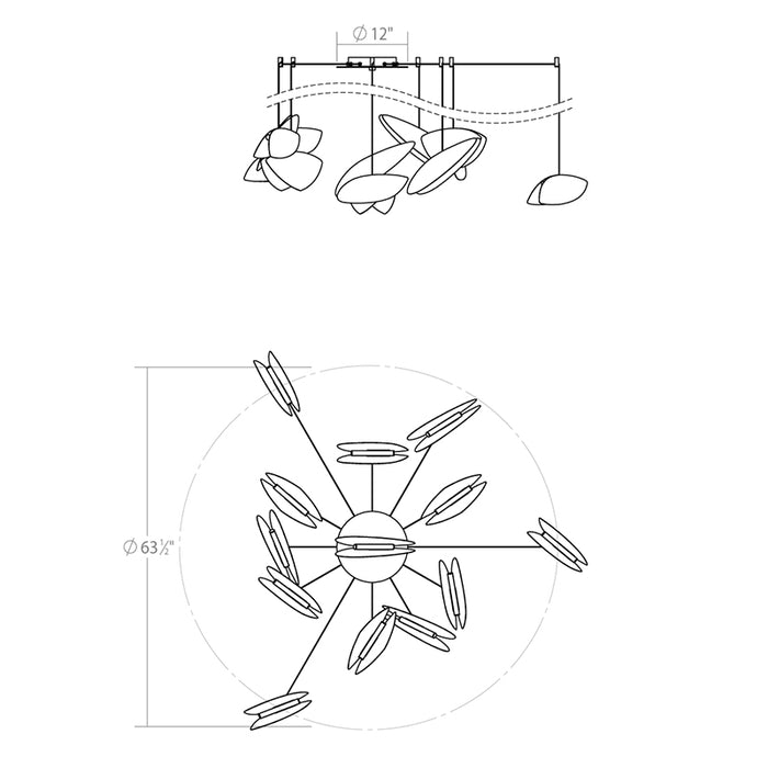 Sonneman 2907 Papillons 13-lt 64" LED Pendant