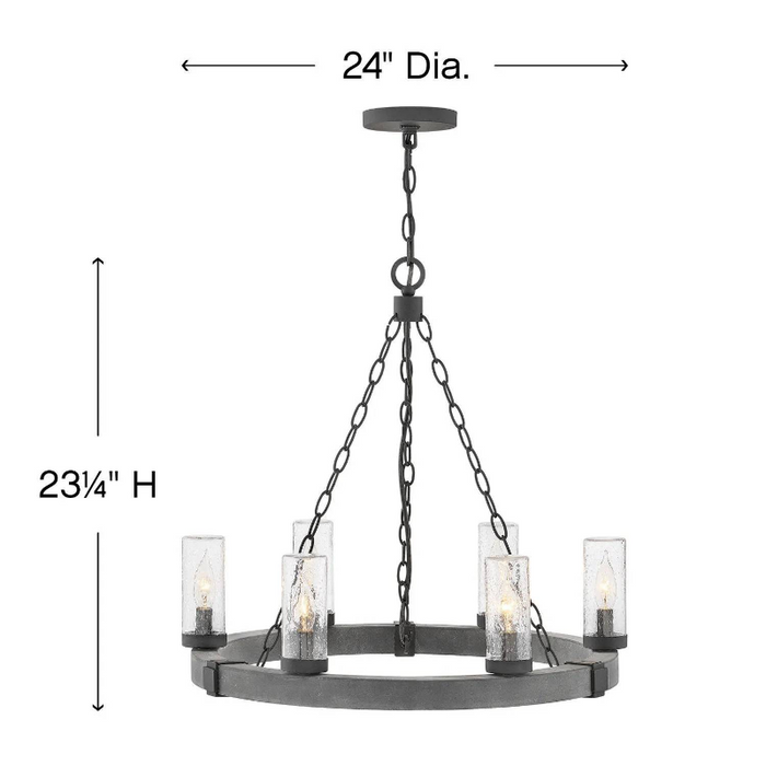 Hinkley 29206 Sawyer 6-lt 24" LED Outdoor Chandelier