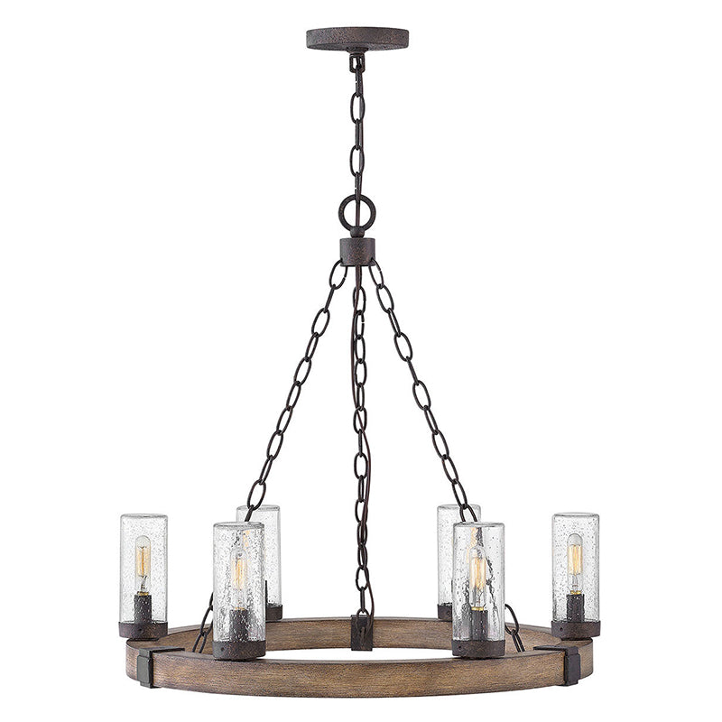 Hinkley 29206 Sawyer Medium 6-lt 24" LED Outdoor Single Tier Chandelier, 12V