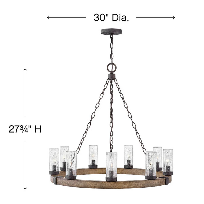 Hinkley 29208 Sawyer 9-lt 30" LED Outdoor Chandelier