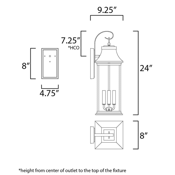 Maxim 30024 Vicksburg 3-lt 8" Outdoor Wall Sconce