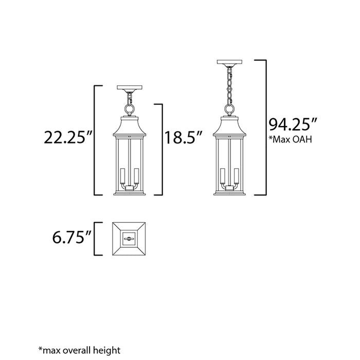 Maxim 30029 Vicksburg 2-lt 7" Outdoor Hanging Lantern