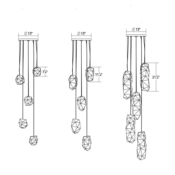 Sonneman 3005 Facets 5-lt 18" Round LED Pendant