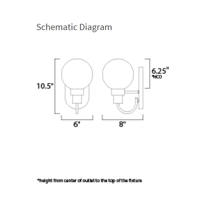 Maxim 30511 Bauhaus 1-lt  6" Wall Sconce