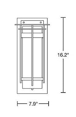 Hubbardton Forge 305993 Banded with Top Plate 1-lt 16" Tall Outdoor Wall Sconce