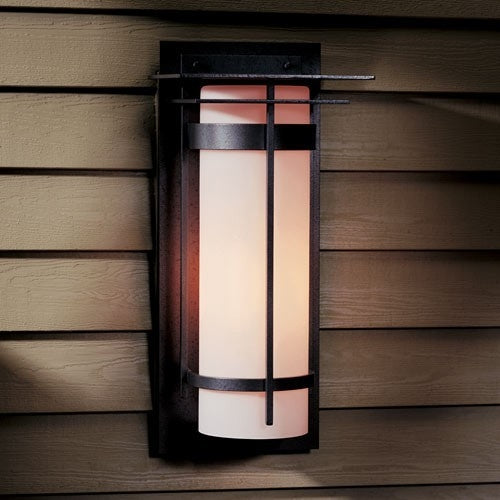 Hubbardton Forge 305994 Banded with Top Plate 1-lt 20" Tall Large Outdoor Wall Sconce