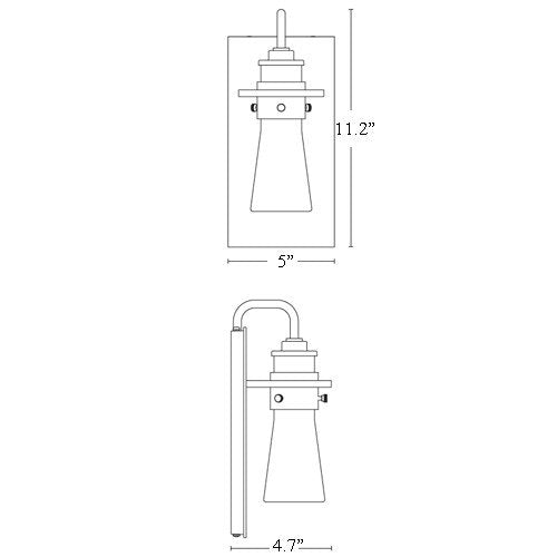 Hubbardton Forge 307715 Erlenmeyer 1-lt 11" Tall Large Outdoor Wall Sconce