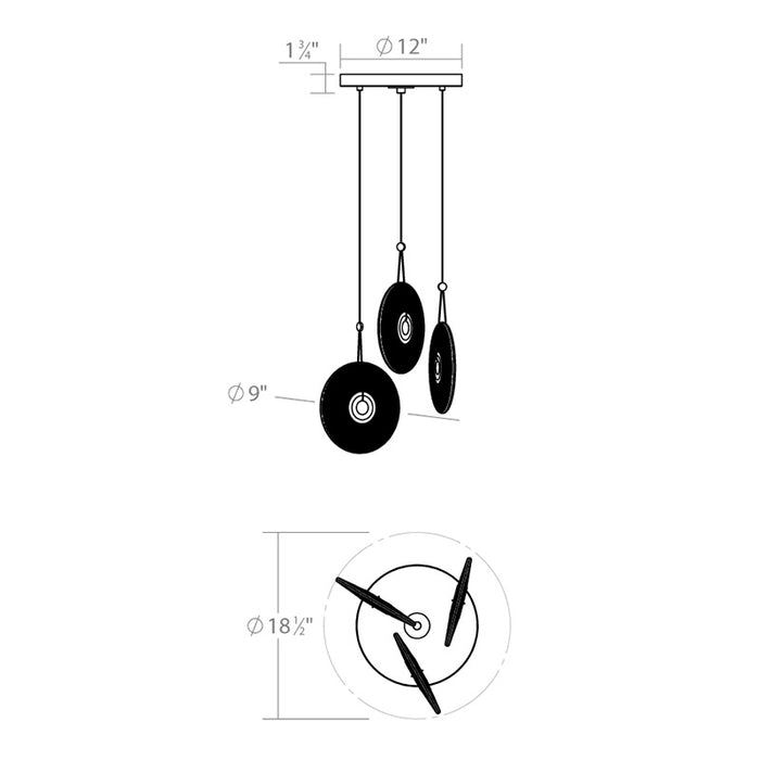 Sonneman 3113 Meclisse 3-lt 19" LED Pendant