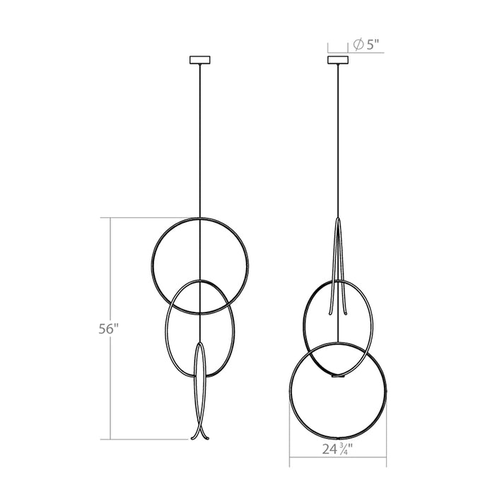 Sonneman 3153 Torc 3-lt 25" LED Pendant