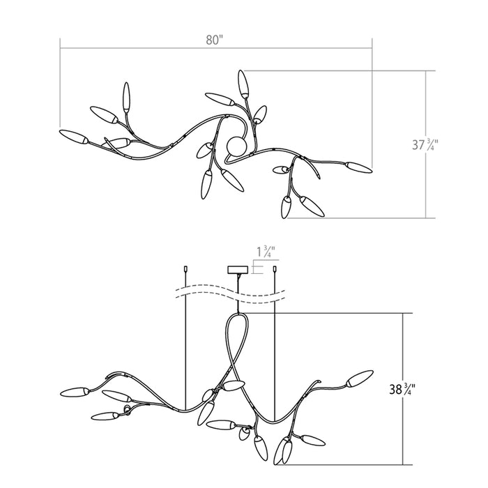 Sonneman 3283 Vines 14-lt 80" LED Pendant