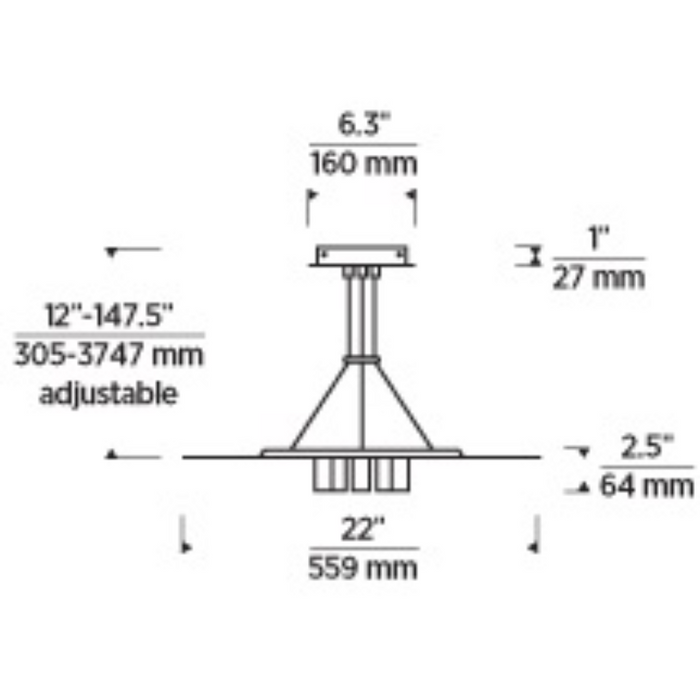 Tech 700TDPNT22 Ponte 5-lt 22" LED Pendant