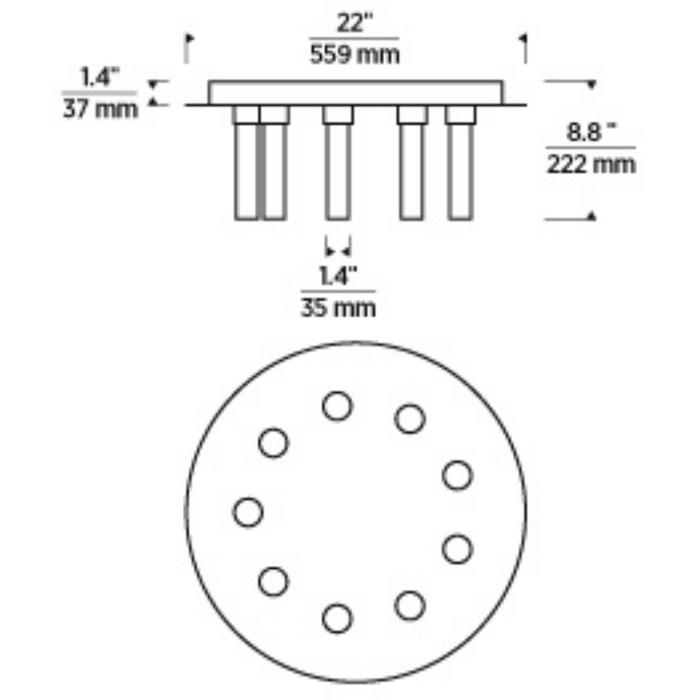 Tech 700FMKLA22 Kola 9-lt 22" LED Flush Mount