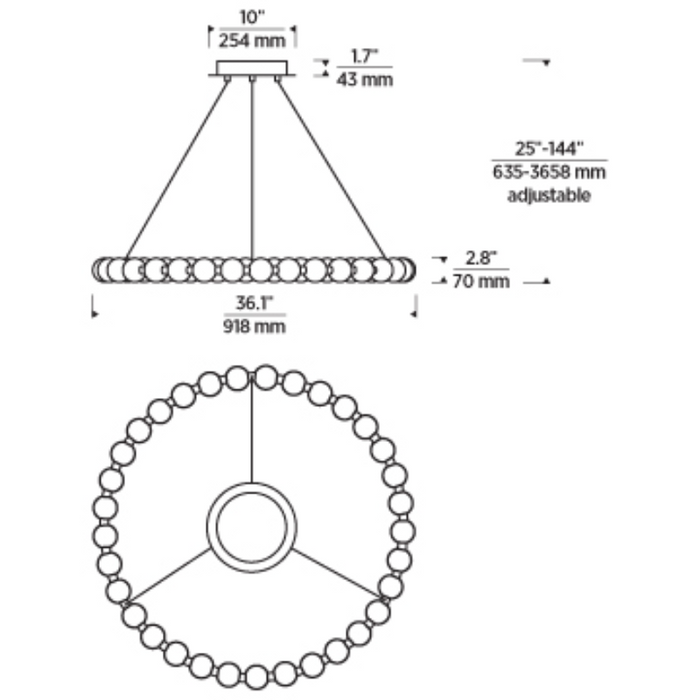 Tech 700OBT36 Orbet 33-lt 36" LED Chandelier