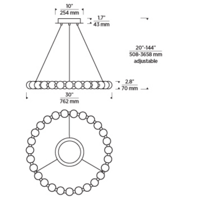 Tech 700OBT30 Orbet 27-lt 30" LED Chandelier