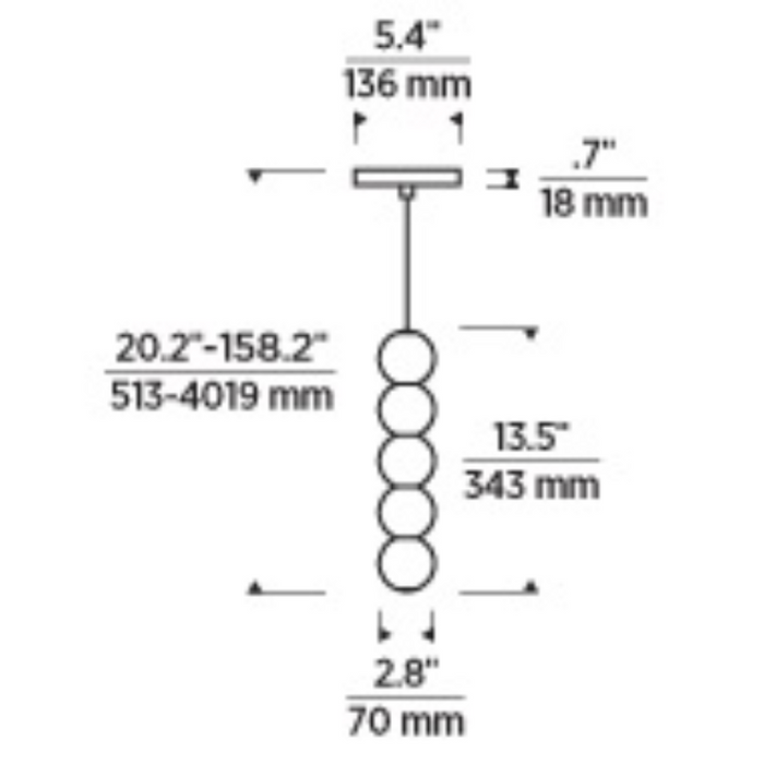 Tech 700TDOBT5 Orbet 5-lt 3" LED Pendant