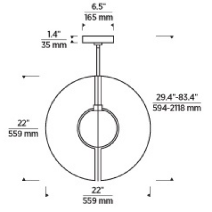 Tech 700TDOBLRG Orbel 1-lt 22" Pendant