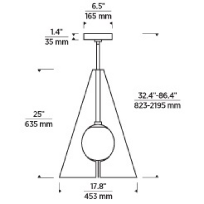 Tech 700TDOBLPG Orbel 1-lt 18" LED Pendant