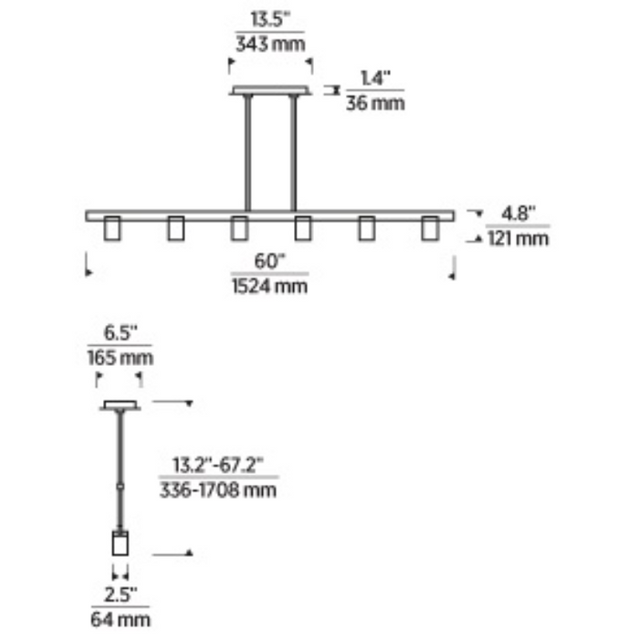 Tech 700LSESF60 Esfera 6-lt 60" LED Linear Suspension