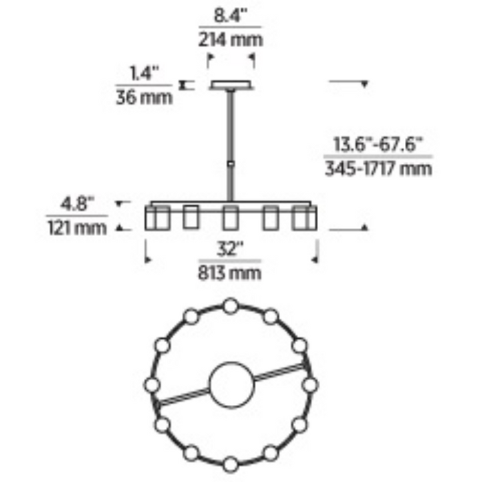 Tech 700ESF32 Esfera 12-lt 32" LED Chandelier