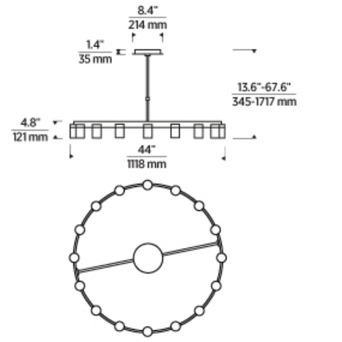 Tech 700ESF44 Esfera 16-lt 44" LED Chandelier