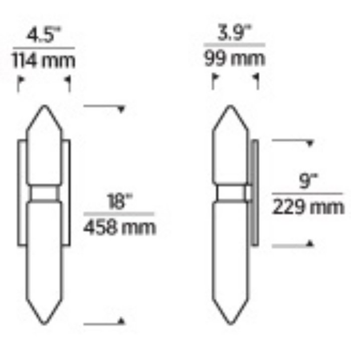 Tech 700WSLGSN18 Langston 1-lt 18" Tall LED Wall Sconce