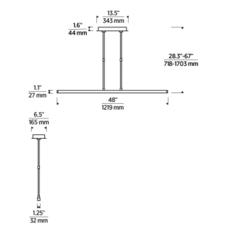 Tech 700LSSTG48 Stagger 1-lt 47" LED Linear Suspension