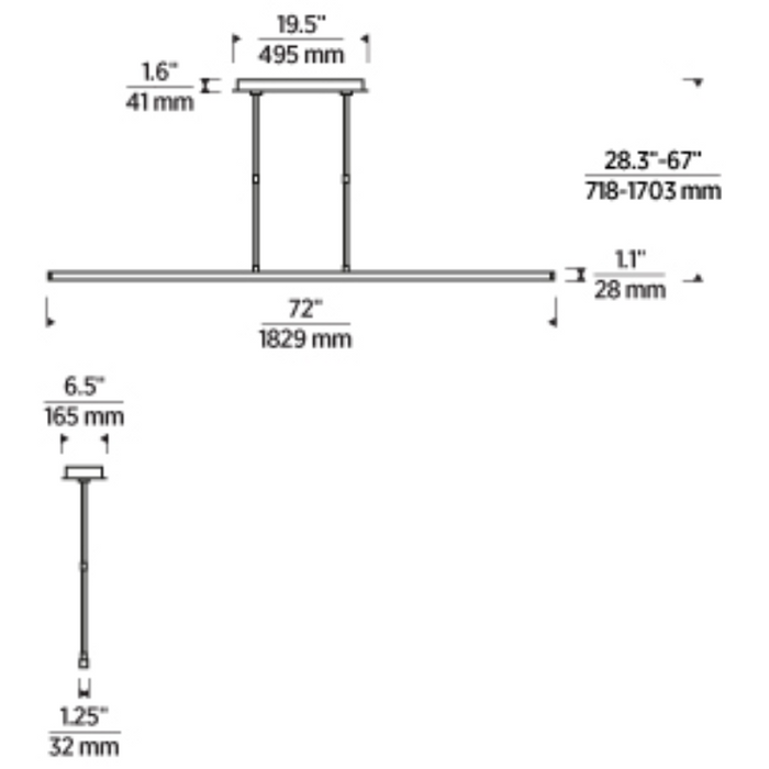 Visual Comfort 700LSSTG72 Stagger 1-lt 72" LED Linear Suspension
