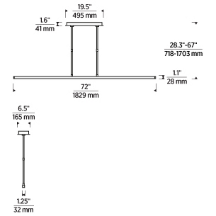 Tech 700LSSTG72 Stagger 1-lt 72" LED Linear Suspension