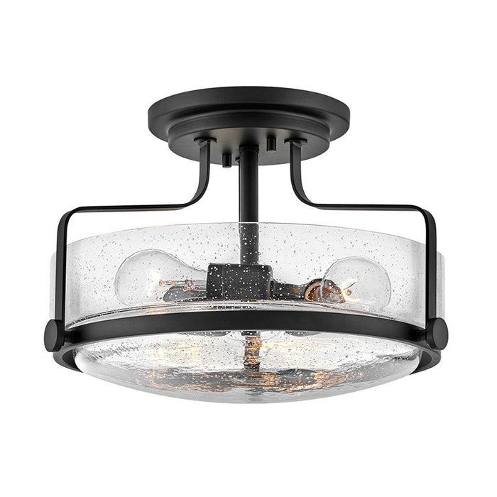 Hinkley 3641-CS Harper 3-lt 15" Semi Flush Mount with Clear Seedy Glass