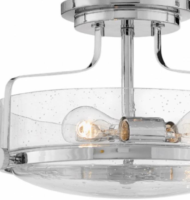 Hinkley 3641-CS Harper 3-lt 15" Semi Flush Mount with Clear Seedy Glass