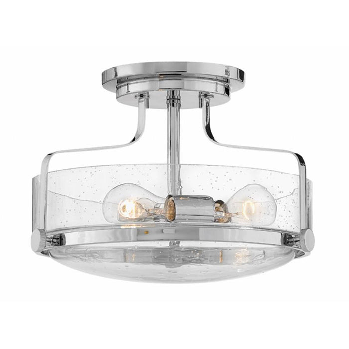 Hinkley 3641-CS Harper 3-lt 15" Semi Flush Mount with Clear Seedy Glass