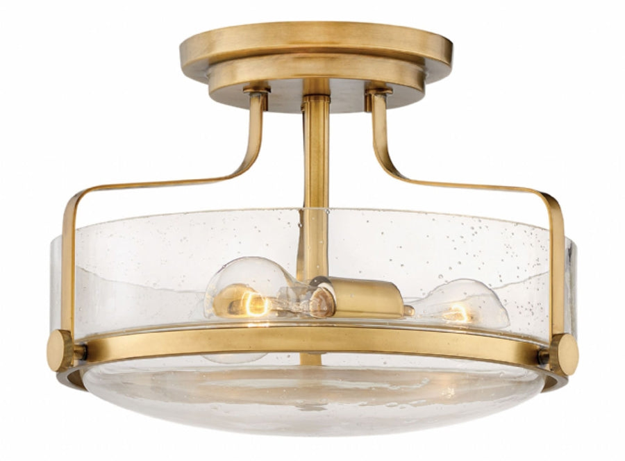 Hinkley 3641-CS Harper 3-lt 15" Semi Flush Mount with Clear Seedy Glass