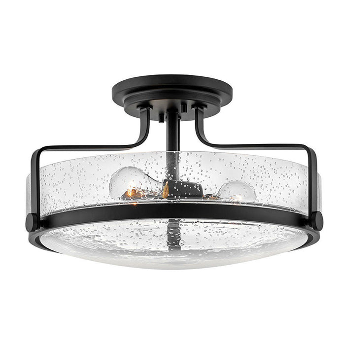 Hinkley 3643-CS Harper 3-lt 18" Semi Flush Mount with Clear Seedy Glass