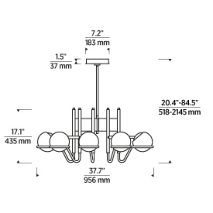 Tech 700CRBY9 Crosby 9-lt 38" LED Chandelier