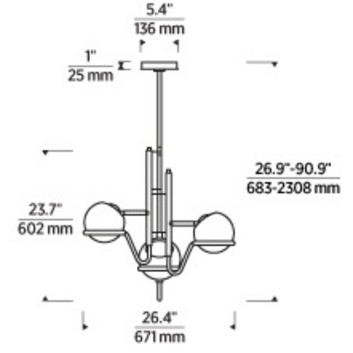 Tech 700TDCRBY3 Crosby 3-lt 26" LED Pendant
