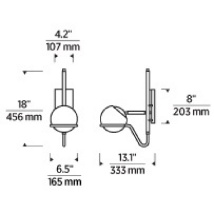Tech 700WSCRBY18 Crosby 1-lt 18" Tall LED Wall Sconce